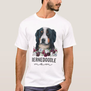Bernedoodle Mum Dog Mama Floral T-Shirt