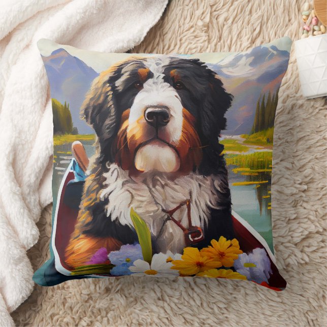 Bernedoodle on a Paddle: A Scenic Adventure Cushion (Blanket)