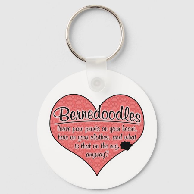 Bernedoodle Paw Prints Dog Humor Key Ring (Front)