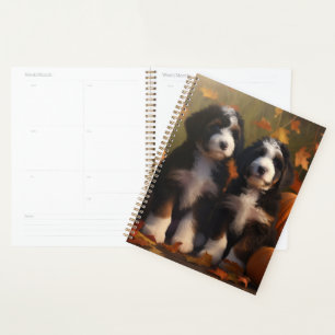 Bernedoodle Puppy Autumn Delight Pumpkin Planner
