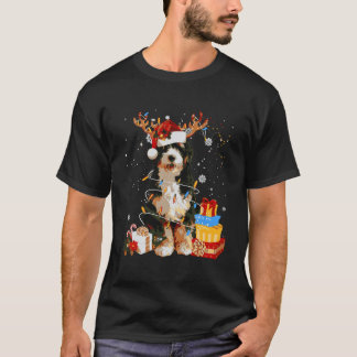 Bernedoodle Reindeer Christmas Lights Funny Dog Xm T-Shirt