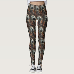 Bernedoodle Riding Motorcycle Halloween Scary Leggings