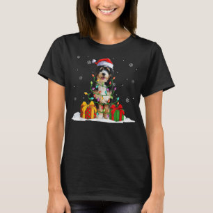 Bernedoodle Santa Christmas Tree Lights Xmas Pajam T-Shirt