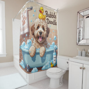 Bernedoodle Sloppy Sleepy Cute Funny  Shower Curtain