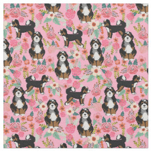 Bernedoodle vintage florals pink fabric