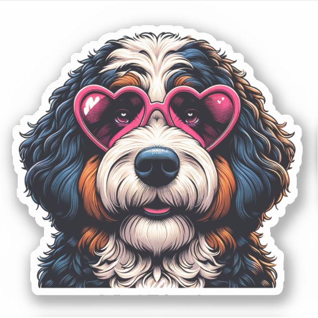 Bernedoodle Vinyl Dog Sticker (Front)
