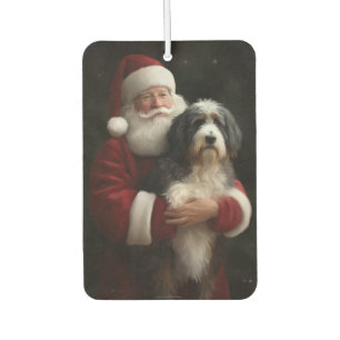 Bernedoodle with Santa Claus Festive Christmas  Car Air Freshener