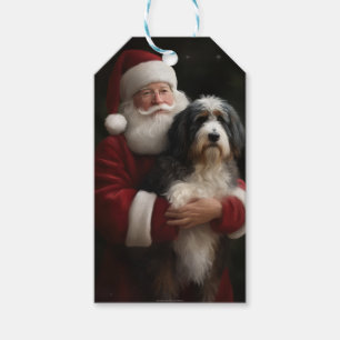 Bernedoodle with Santa Claus Festive Christmas  Gift Tags