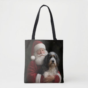 Bernedoodle with Santa Claus Festive Christmas  Tote Bag