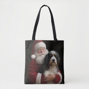 Bernedoodle with Santa Claus Festive Christmas  Tote Bag