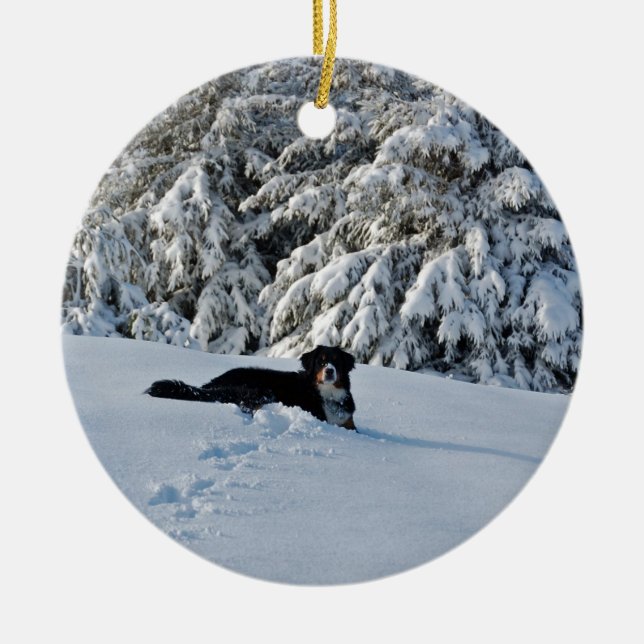 Berner in the Snow Ceramic Tree Decoration (Front)