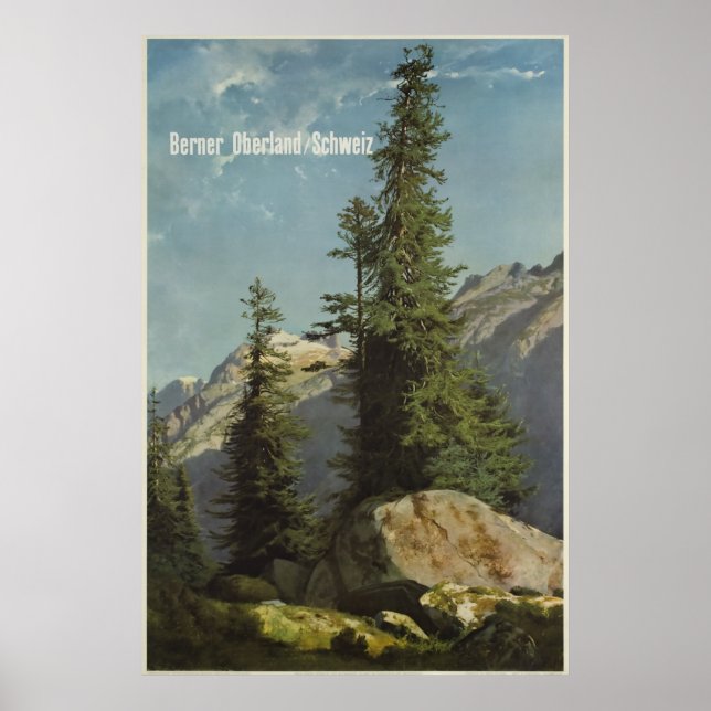 Berner Oberland, Schweiz, Travel Ski Poster (Front)