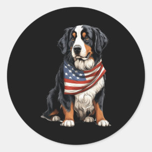 Berner Us Flag Bernese Mountain Dog Owner Mom Dad Classic Round Sticker