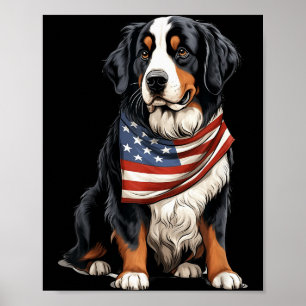 Berner Us Flag Bernese Mountain Dog Owner Mom Dad Poster