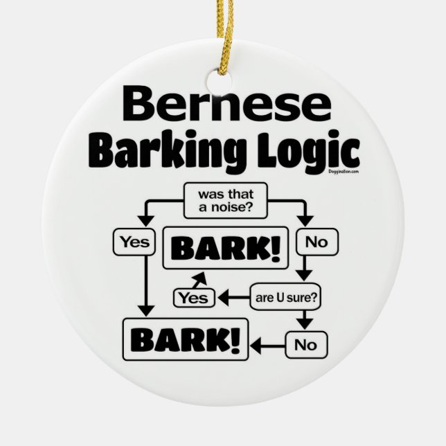 Bernese Barking Logic Ceramic Tree Decoration (Front)