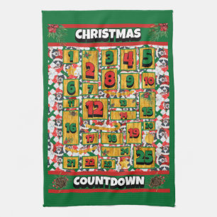 Bernese Countdown Christmas Advent Calendar Dog Tea Towel