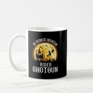 Bernese Dog Rides Shotgun, Halloween Spooky Dog Coffee Mug