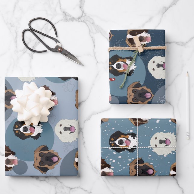 Bernese/Great Pyrenees/ Leonberger/St Bernard  Wrapping Paper Sheet (Front)