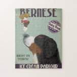 Bernese Ice Cream Jigsaw Puzzle<br><div class="desc">Bernese Ice Cream by FabFunky. Features a bernese with ice cream on a vintage-style advertisement. | 191928D</div>