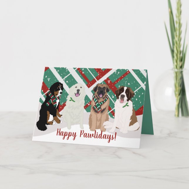 Bernese Leonberger Great Pyrenees Christmas Card (Front)