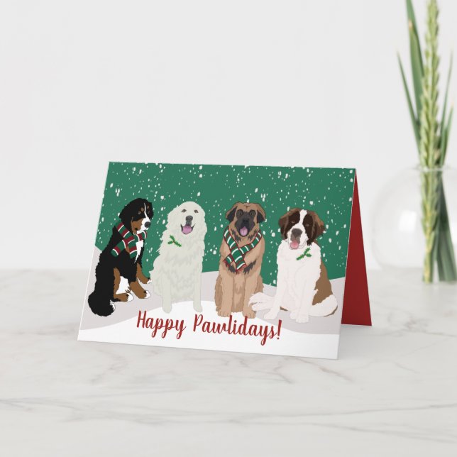 Bernese Leonberger Great Pyrenees Christmas  Card (Front)