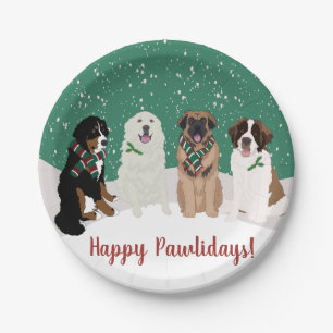 Bernese Leonberger Pyrenees St Bernard Christmas   Paper Plate