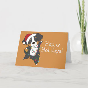 Bernese Merry Christmas Happy Christmas Dogs Holiday Card