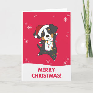 Bernese Merry Christmas Happy Christmas Dogs Holiday Card