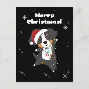 Bernese Merry Christmas Happy Christmas Dogs Holiday Postcard