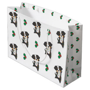 Bernese Merry Christmas Happy Christmas Dogs Large Gift Bag