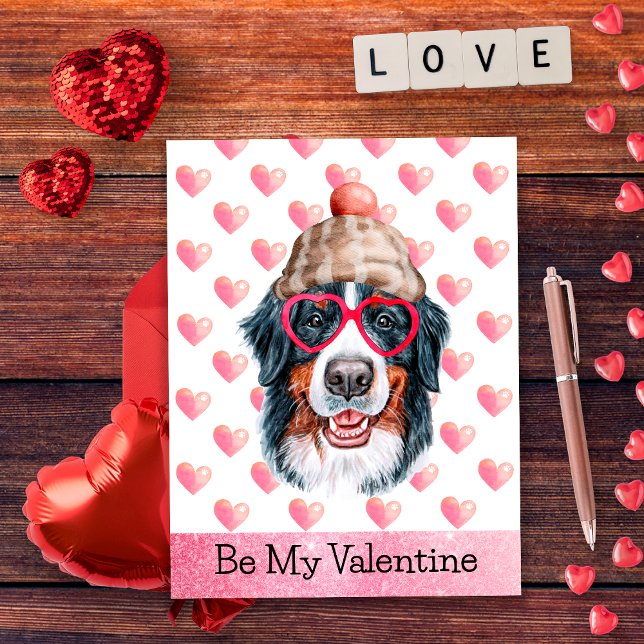 Bernese Mountain Be My Valentine Dog Valentine's Holiday Postcard (Creator Uploaded)