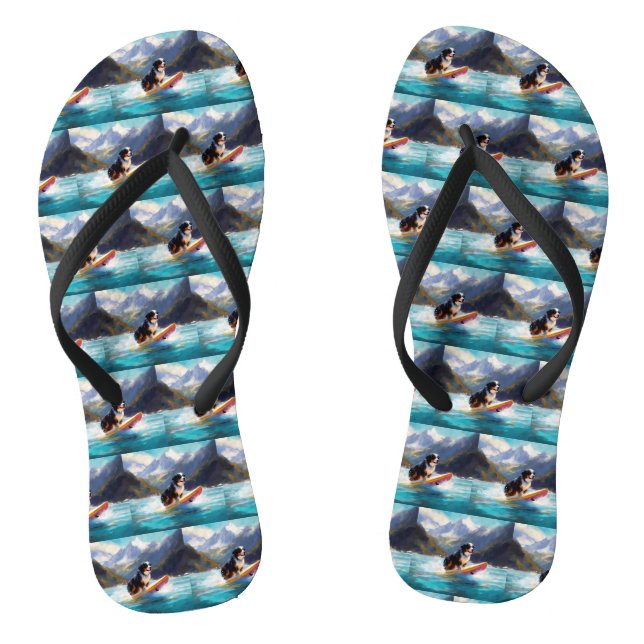 Bernese Mountain Beach Surfing Painting Jandals (Footbed)