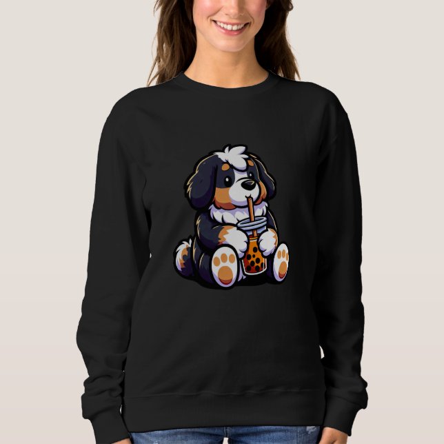 Bernese Mountain Bubble Tea Dog Funny Boba Sweatshirt (Front)