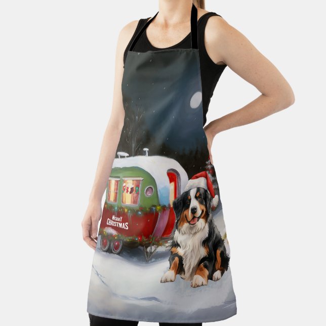 Bernese Mountain Caravan Christmas Adventure Apron (Insitu)