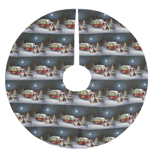 Bernese Mountain Caravan Christmas Adventure Brushed Polyester Tree Skirt (Front)