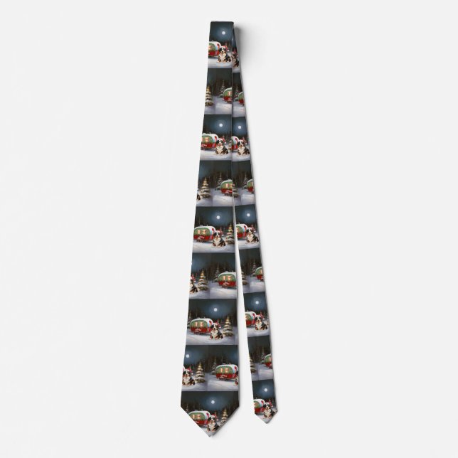 Bernese Mountain Caravan Christmas Adventure Tie (Front)