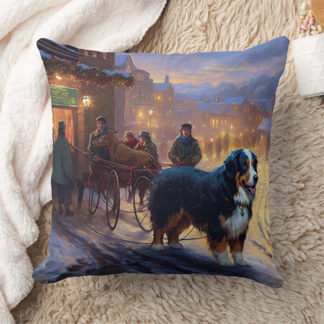 Bernese Mountain Christmas Festive Season Cushion (Blanket)