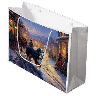 Bernese Mountain Christmas Festive Season Large Gift Bag