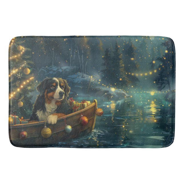 Bernese Mountain Christmas Festive Voyage Bath Mat (Front)