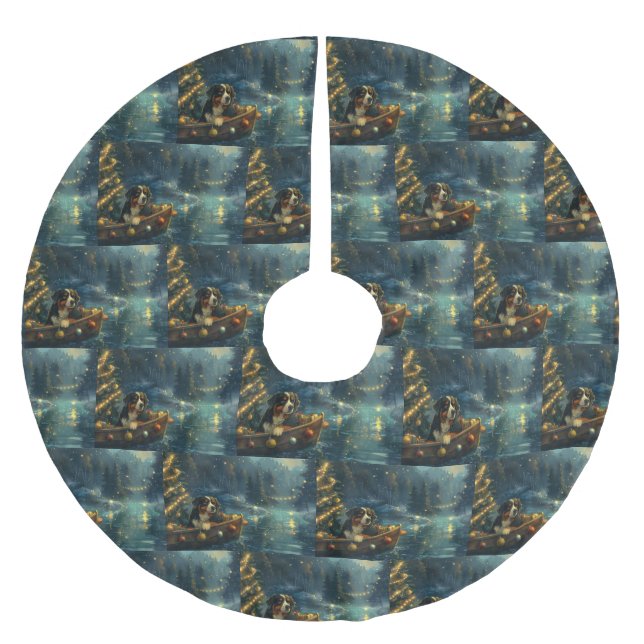 Bernese Mountain Christmas Festive Voyage Brushed Polyester Tree Skirt (Front)