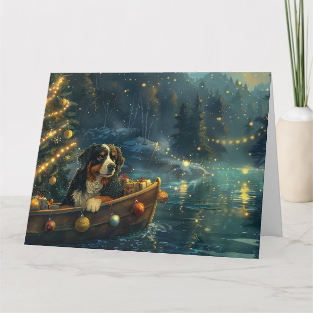 Bernese Mountain Christmas Festive Voyage Card (Front)
