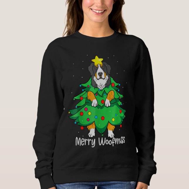 Bernese Mountain Christmas Tree D-Og M-Om Dad Sweatshirt (Front)