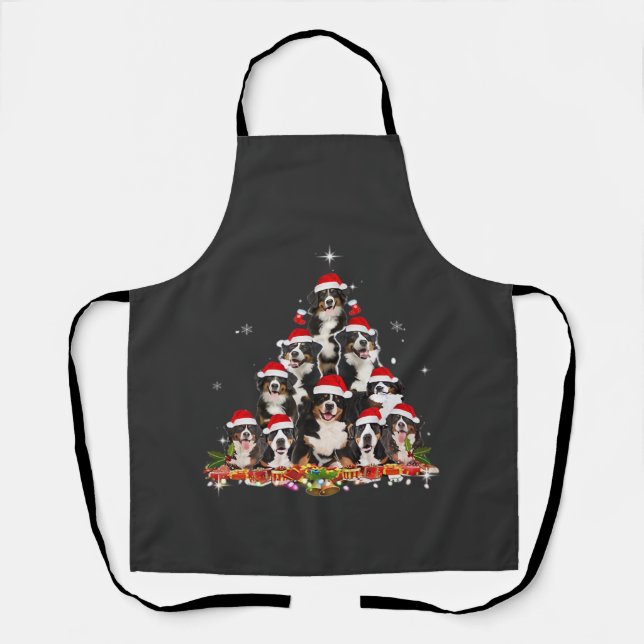 Bernese Mountain Christmas Tree Dog Santa Xmas Fun Apron (Front)