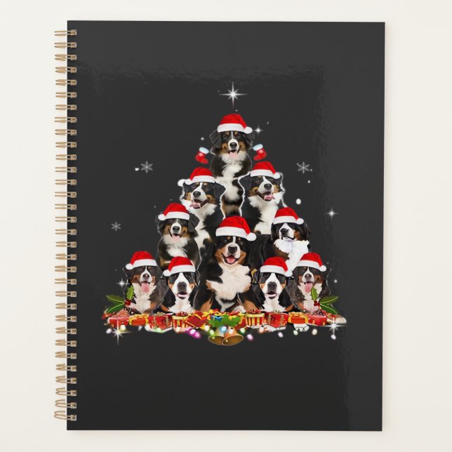 Bernese Mountain Christmas Tree Dog Santa Xmas Fun Planner (Front)