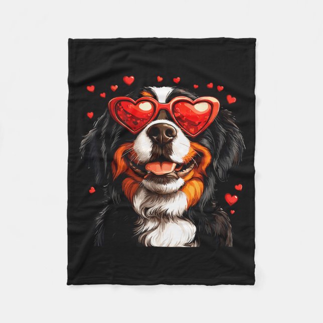 Bernese Mountain Cute Berner Dog Lover Valentines  Fleece Blanket (Front)