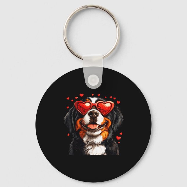 Bernese Mountain Cute Berner Dog Lover Valentines  Key Ring (Front)
