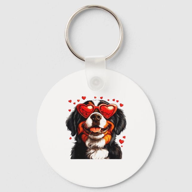 Bernese Mountain Cute Berner Dog Lover Valentines  Key Ring (Front)