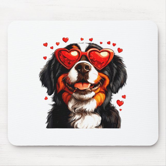 Bernese Mountain Cute Berner Dog Lover Valentines  Mouse Pad (Front)