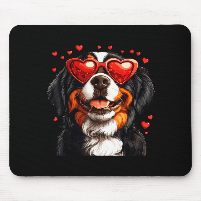Bernese Mountain Cute Berner Dog Lover Valentines  Mouse Pad (Front)
