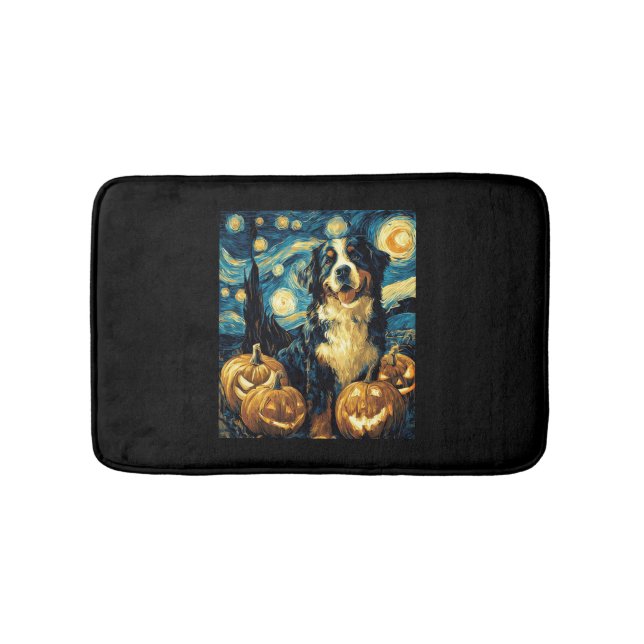 Bernese Mountain Cute Dog Halloween Jack O Lantern Bath Mat (Front)
